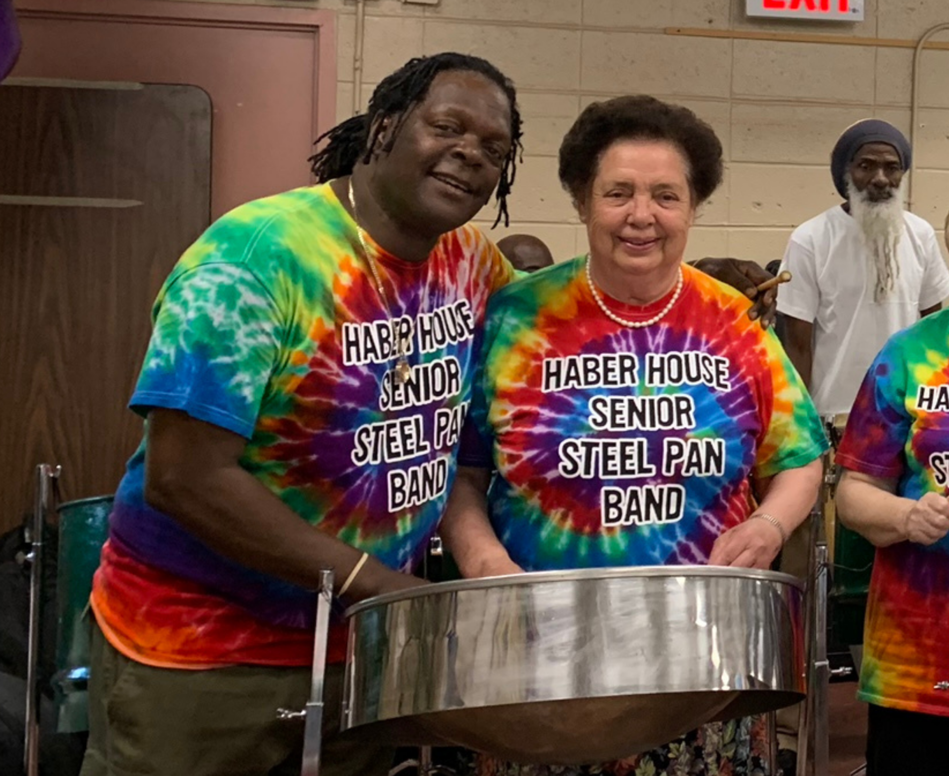 Older adults in a steel drum band