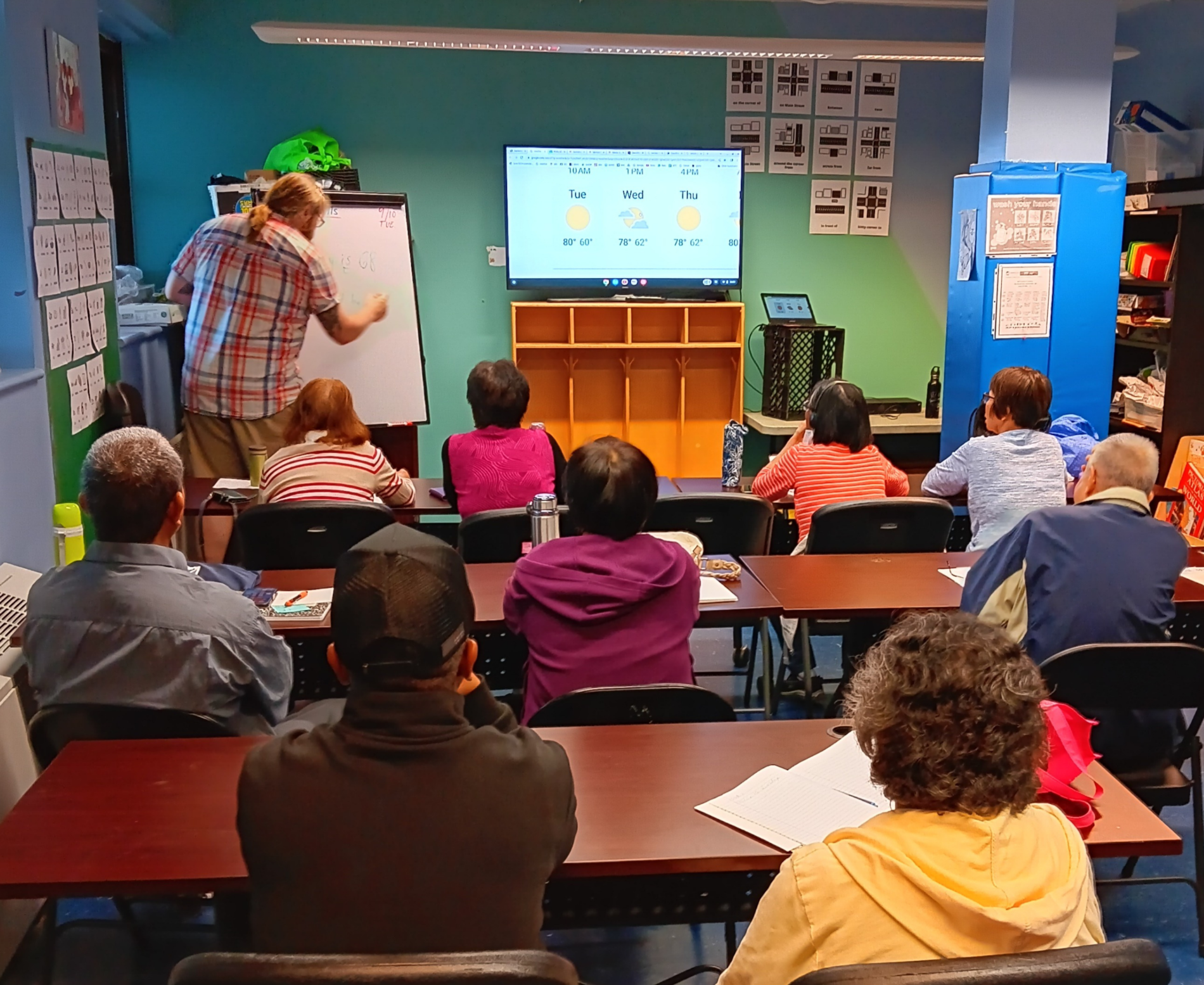 Older adults in an ESL class