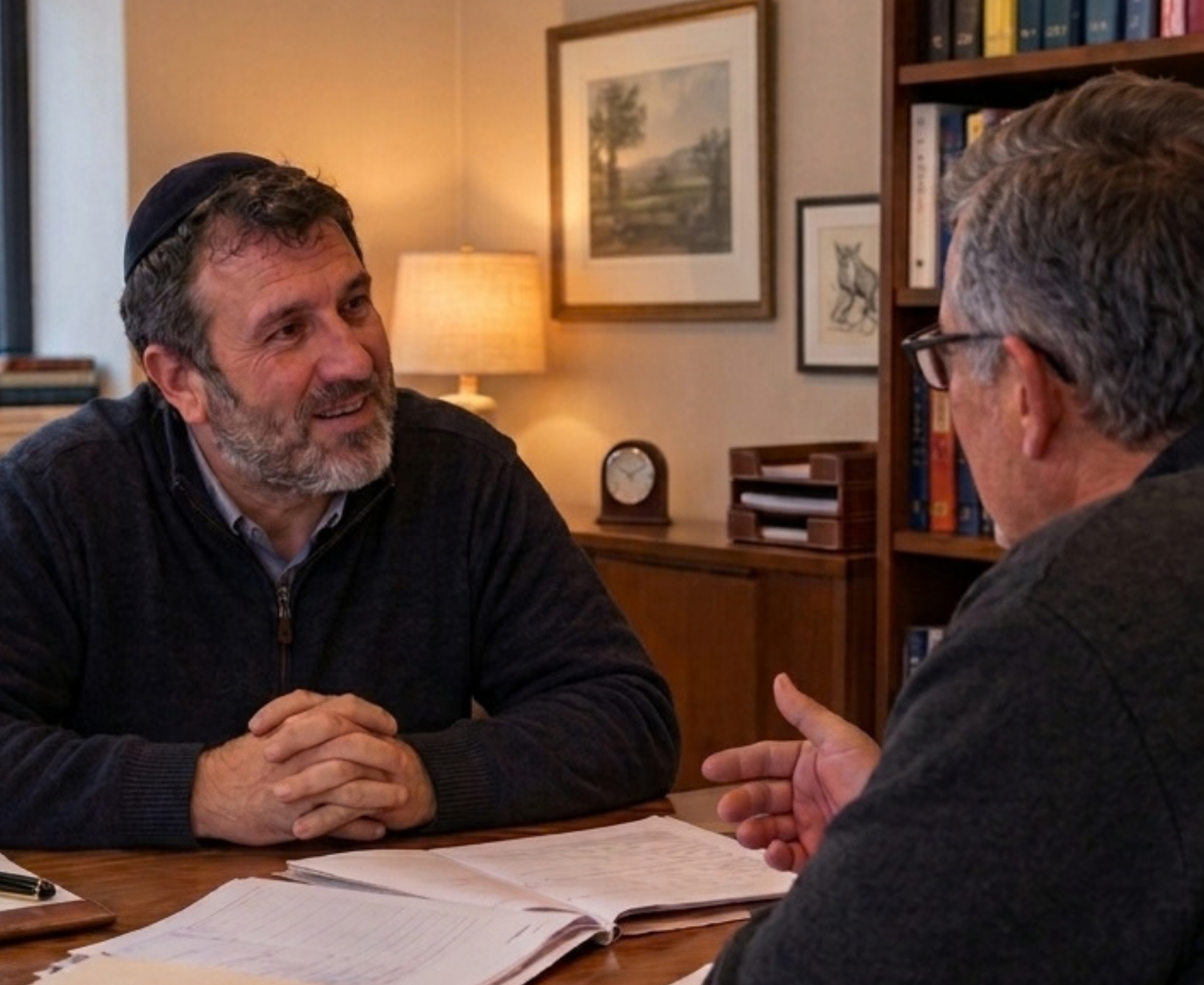 Two men meeting